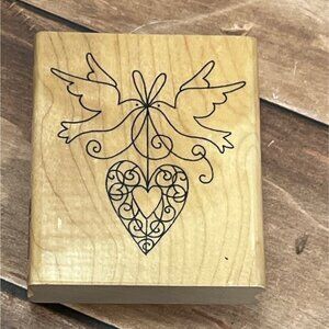 2005 STAMPENDOUS! V080 DOVE CHARM WOOD MOUNTED RUBBER STAMP PEACE LOVE
